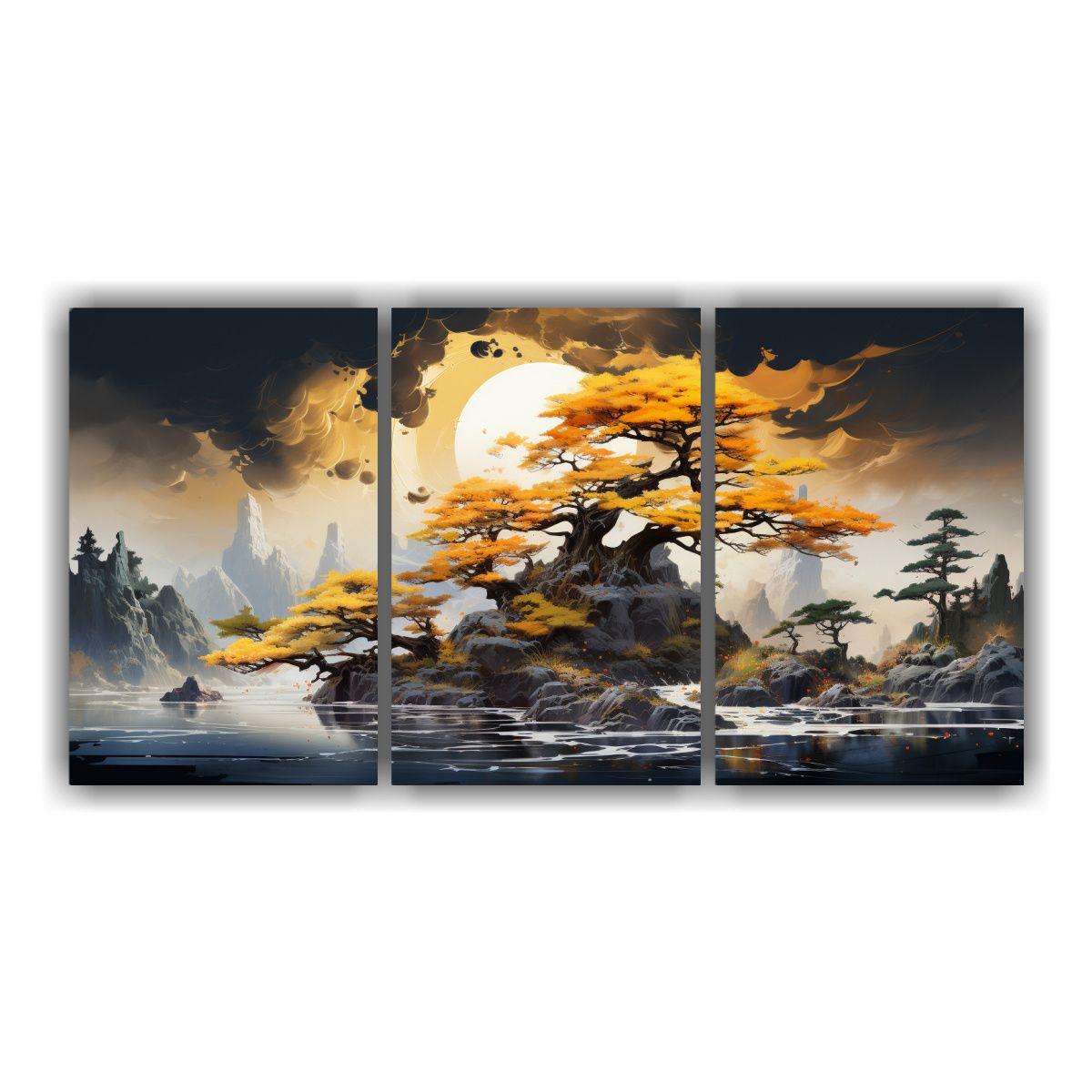 Composiciones Tema Simetría Árbol De Bonsái 150x75 Cm-0