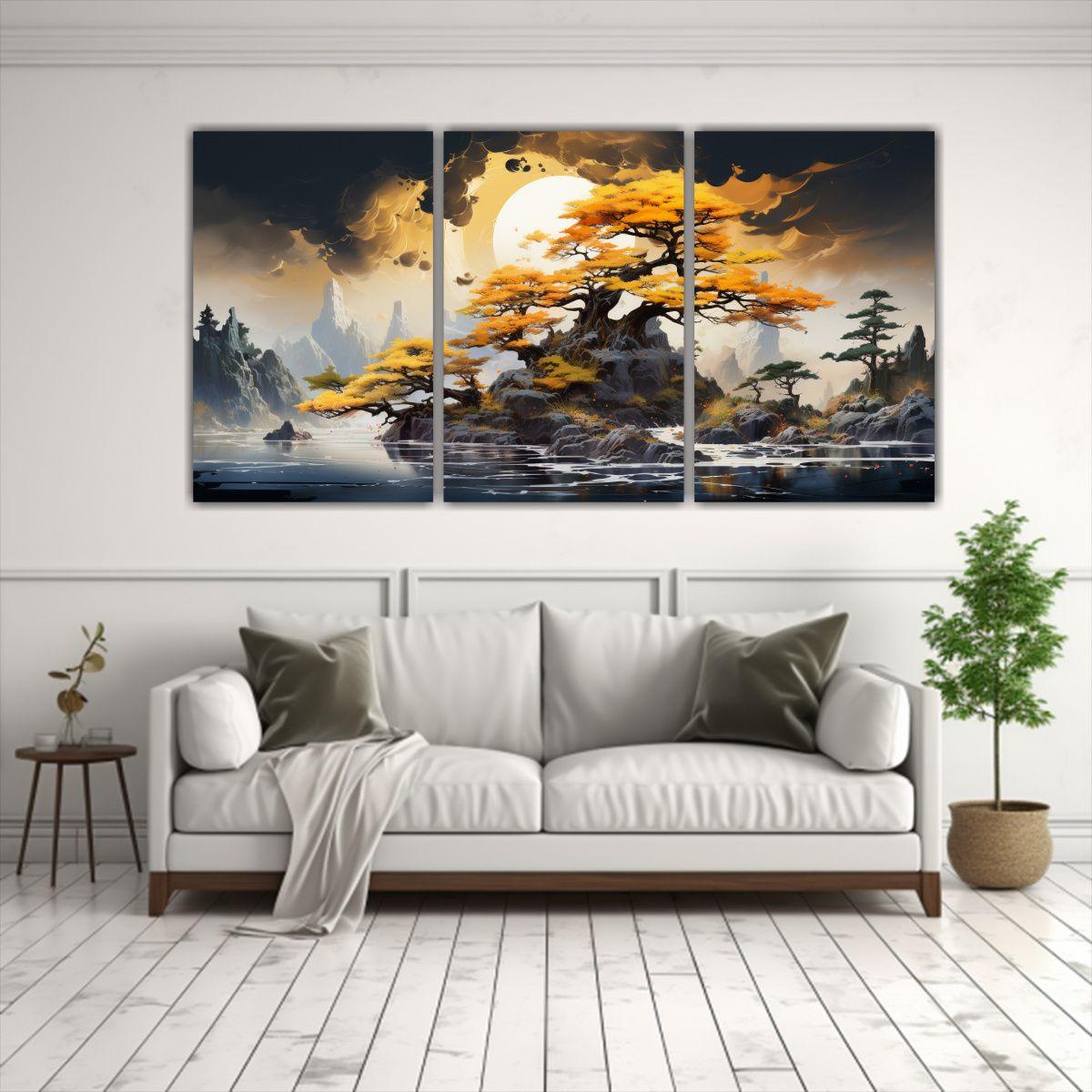 Composiciones Tema Simetría Árbol De Bonsái 150x75 Cm-2