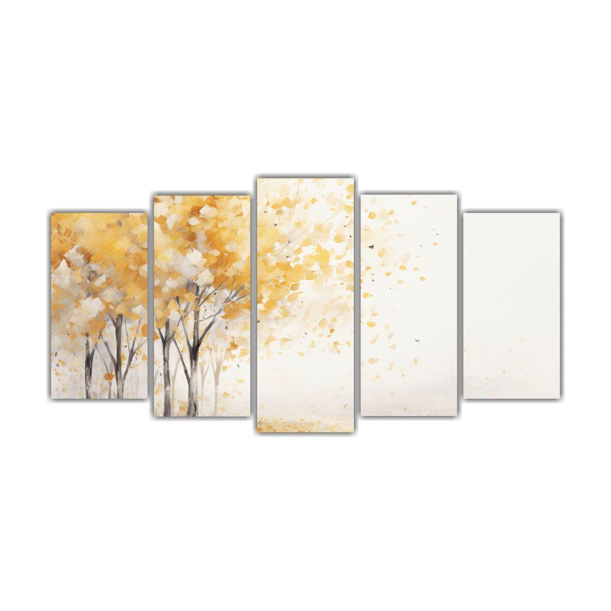 Cuadro Abstracto De árbol Blanco Y Dorado En 250x125 Cm-0