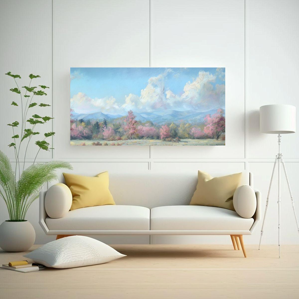 Paisaje Clásico Realista En Cuadro Patrón 40x20cm-2