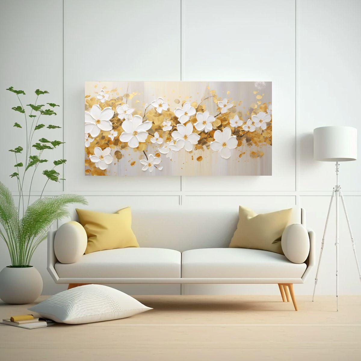 Pintura Acrílica En Blanco Con Salpicaduras 80x40cm-2