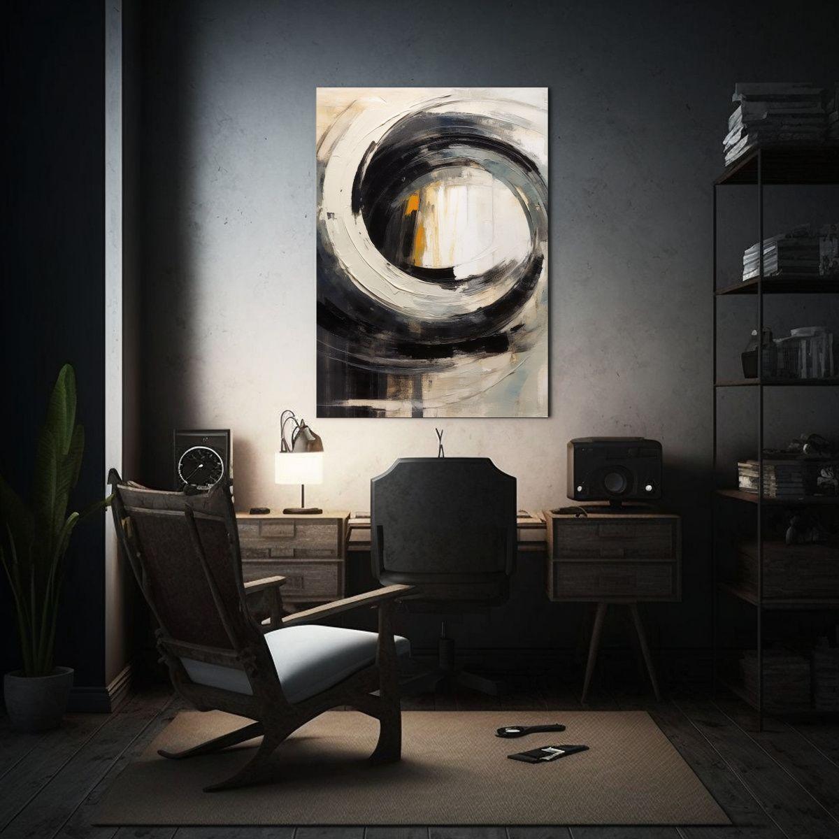 Lienzo Expresión Intensidad Abstracto Espiral Estilizado. 30x45cm-2