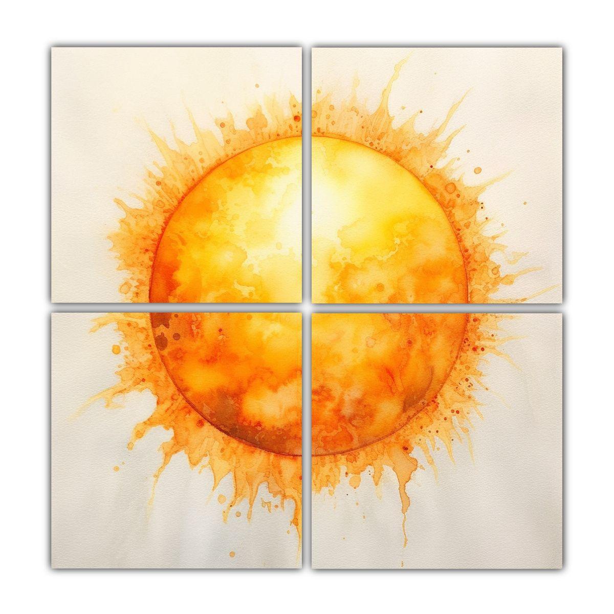 Cuatro Pinturas De Decoración De Acuarela 120x120 Cm-0