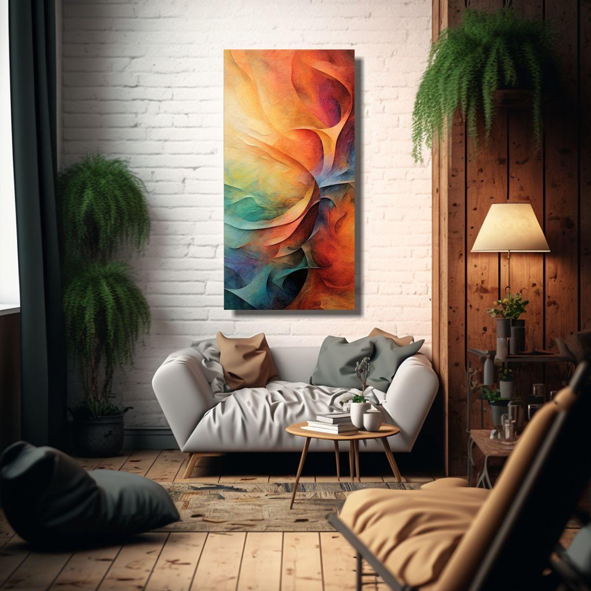 Pintura Mural Abstracta Multicolor Intensa Arte 30x60cm-2