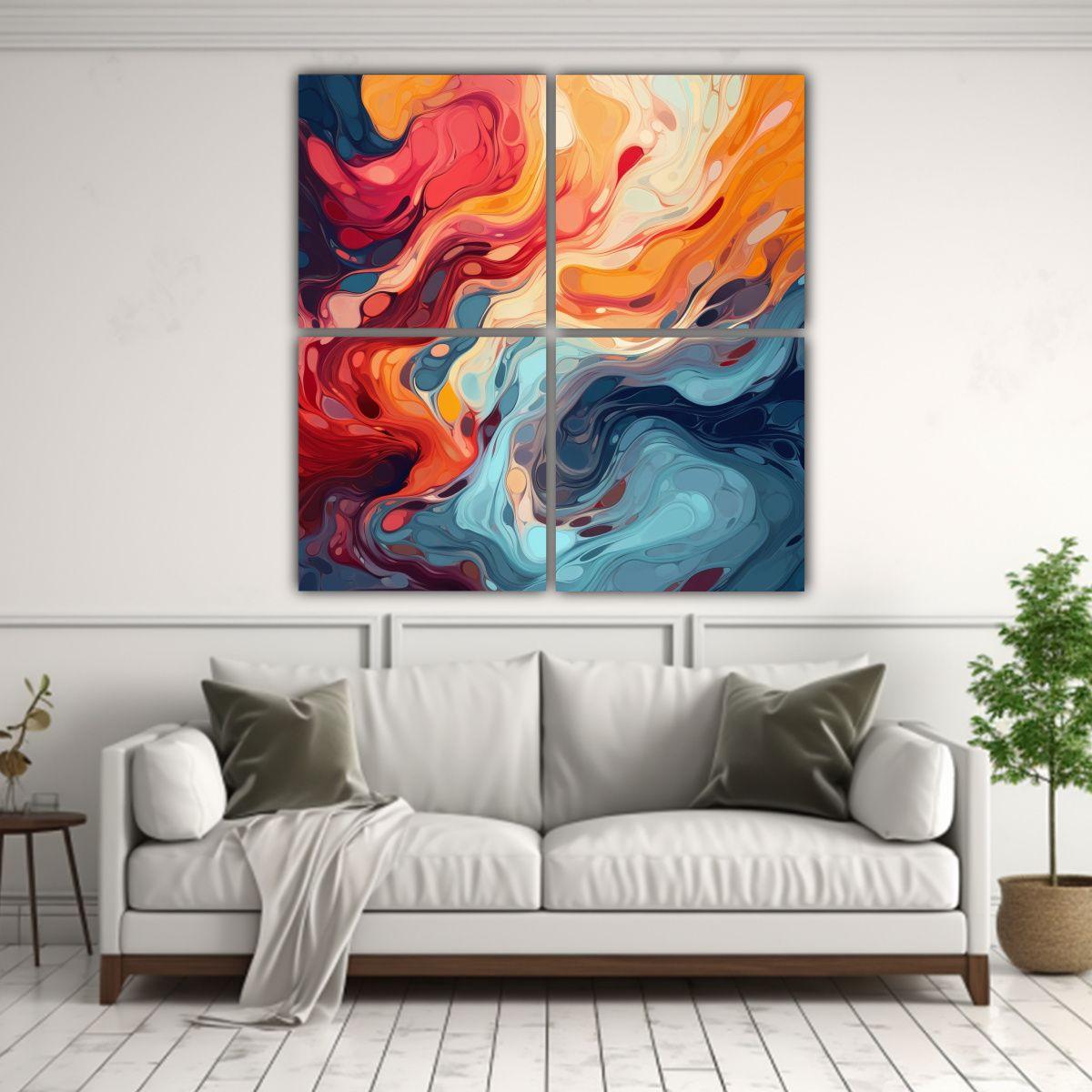 Cuadros Decorativos De Tonos Innovadores: Flujo 100x100 Cm-2