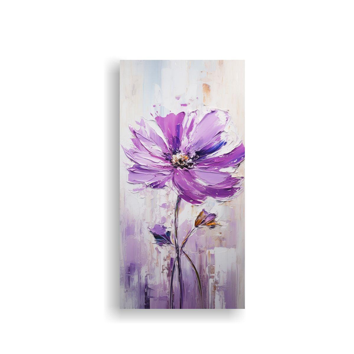 Pintura En Lienzo Street Art De Una Flor Púrpura 30x60cm-0