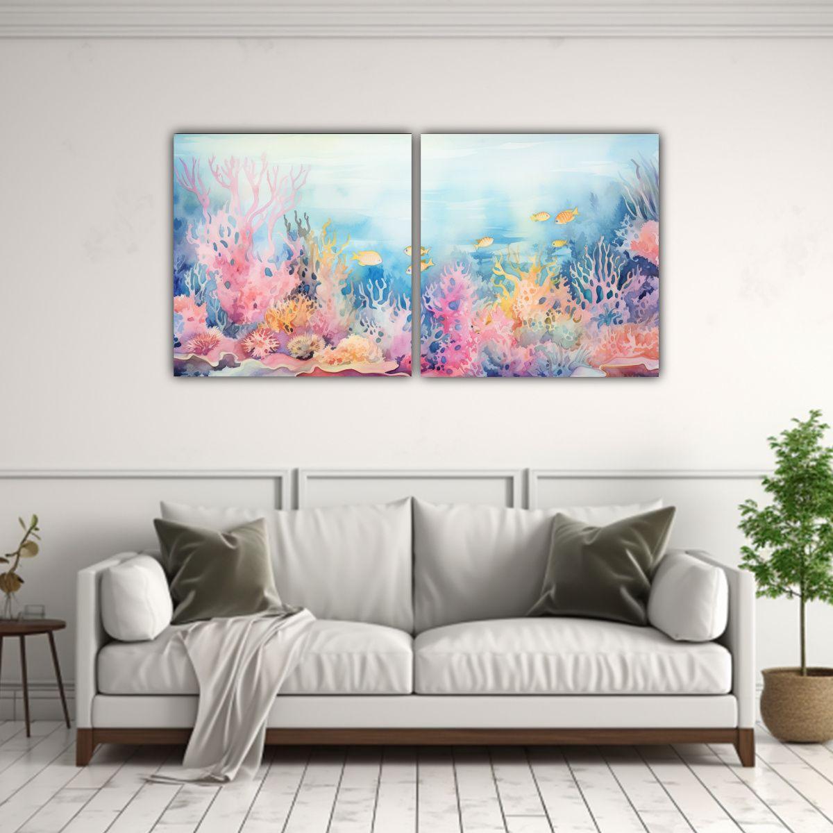 Cuadro Tema Submarino En Tonos Suaves 100x50 Cm-2