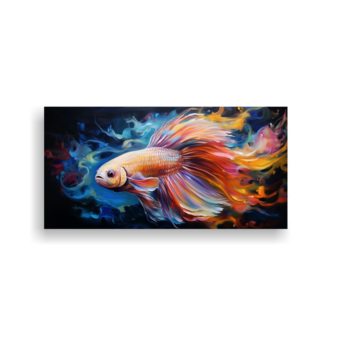 Cuadro Inspirador De Pez Betta En Estilo Pintura A 60x30cm-0