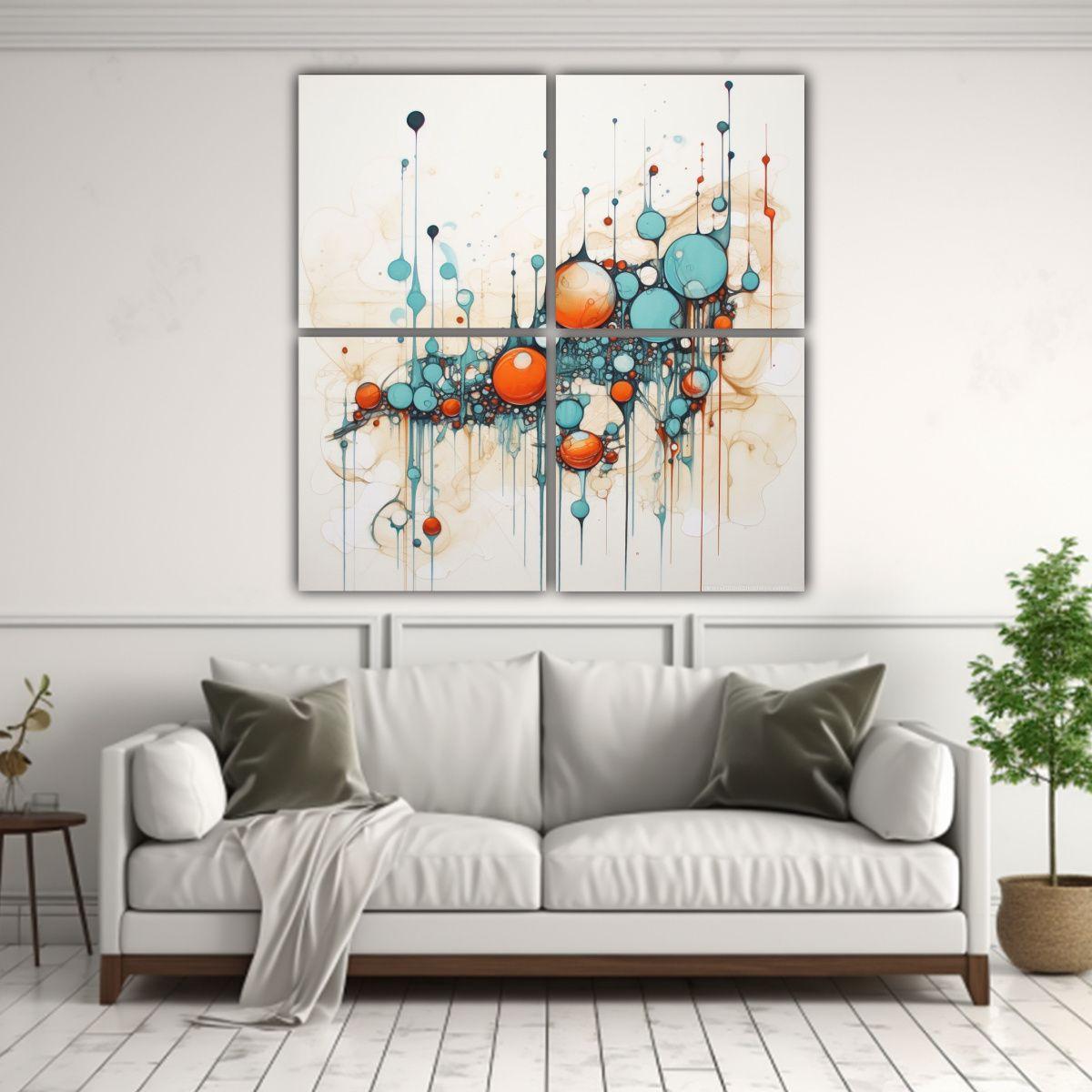 Cuatro Lienzos De Tela Alta Calidad Efecto Visual 180x180 Cm-2