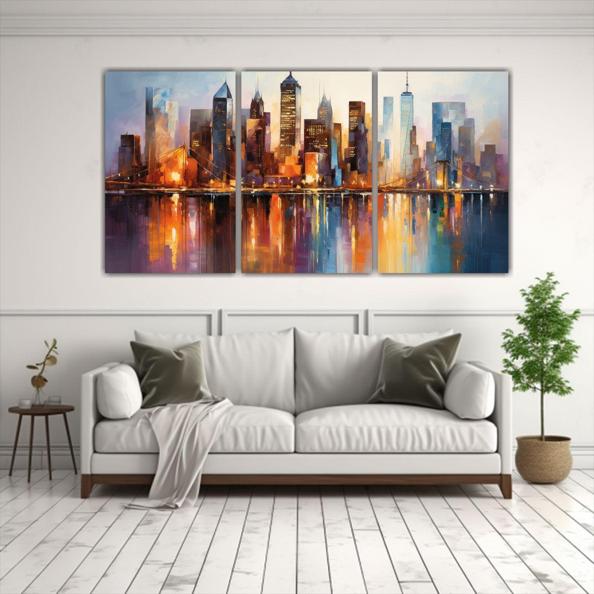 Pinturas Decorativas De Tres Canvas: Crea Una 180x90 Cm-2