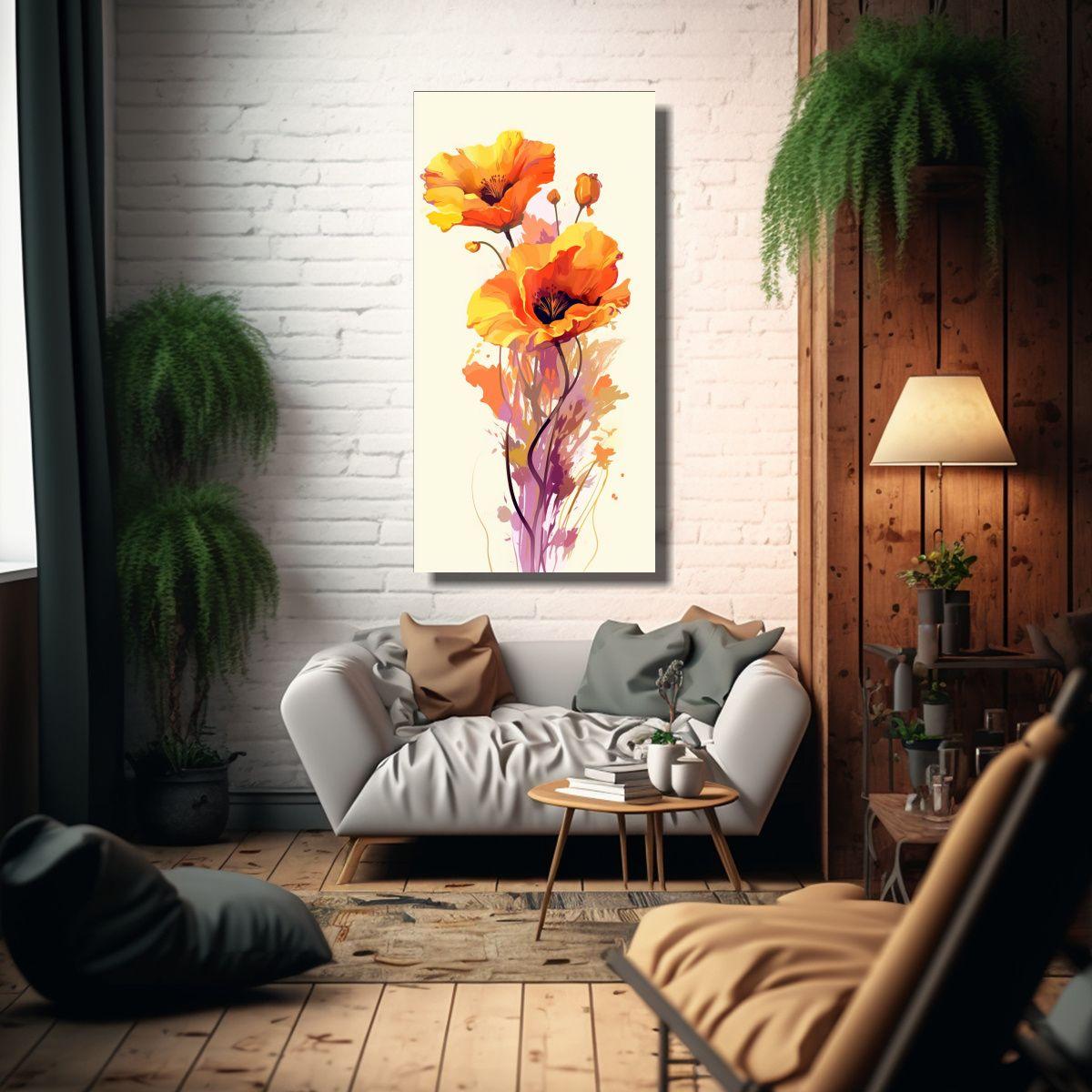 Ilustración Vectorial Elegante De Una Amapola 20x40cm-2