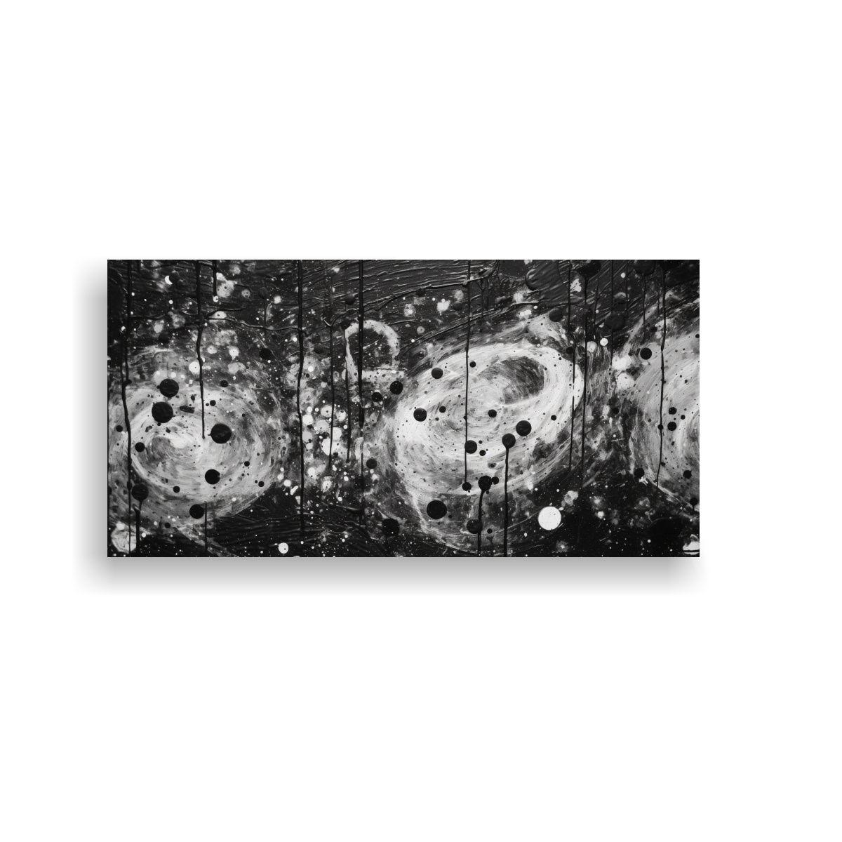Pintura Abstracta En Blanco Y Negro Con Círculos 40x20 Cm-0
