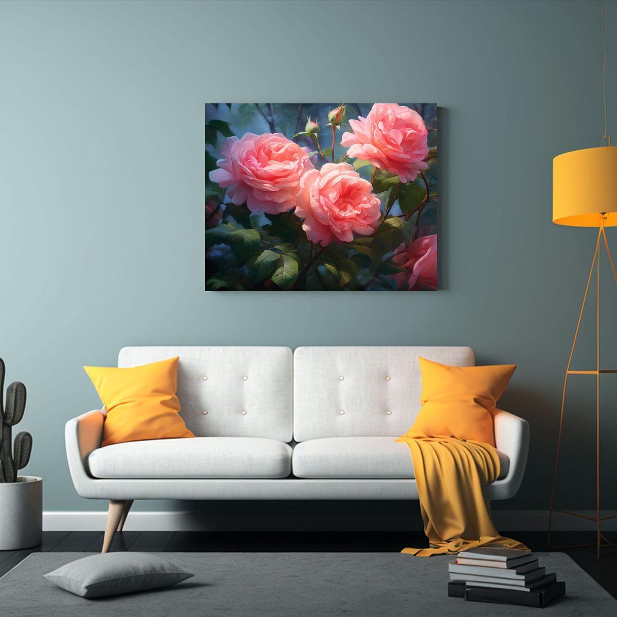 Cuadro Rosa Brillante Con Toques Vibrantes, 90x60 Cm-2