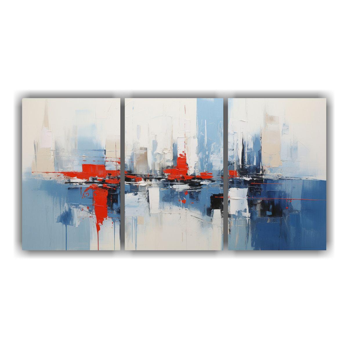 Pintura Abstracta Set 3 Canvas Diseño Vida De 240x120 Cm-0