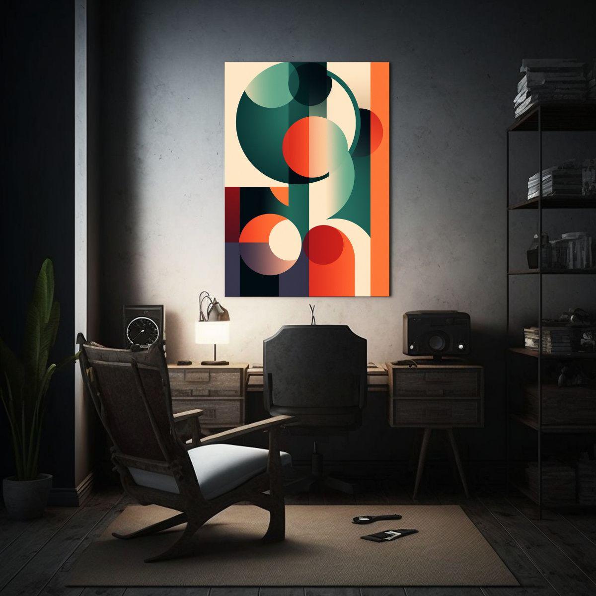 Arte De Pared Composición Abstracta Con Formas 20x30cm-2