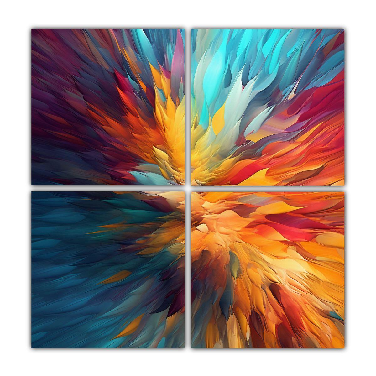 Cuadros Abstractos Intensos Con Fondo Colorido De 120x120 Cm-0