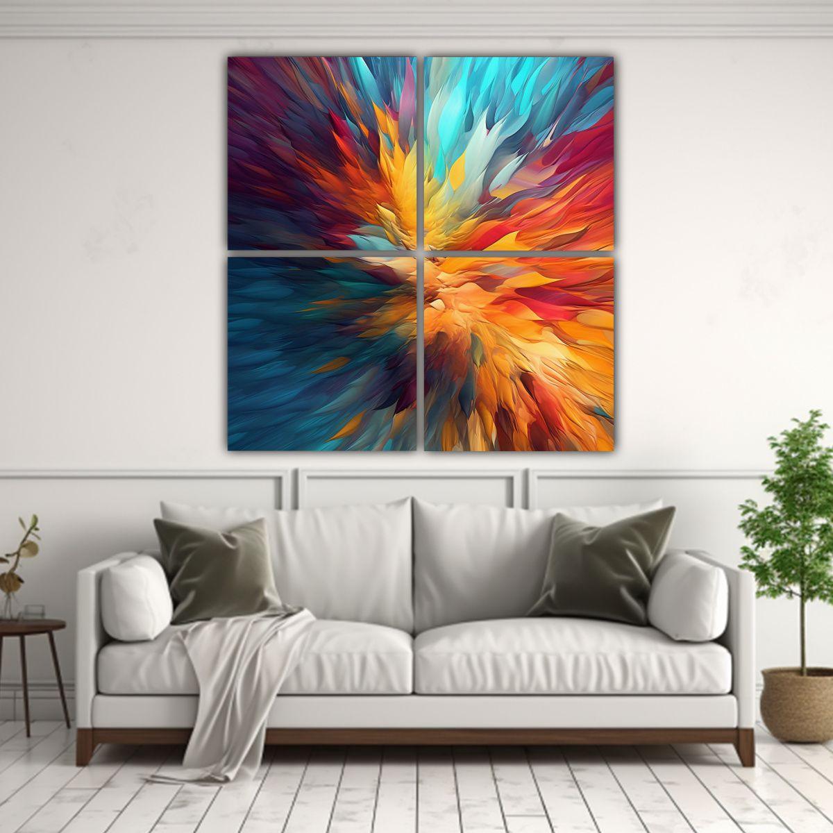 Cuadros Abstractos Intensos Con Fondo Colorido De 120x120 Cm-2
