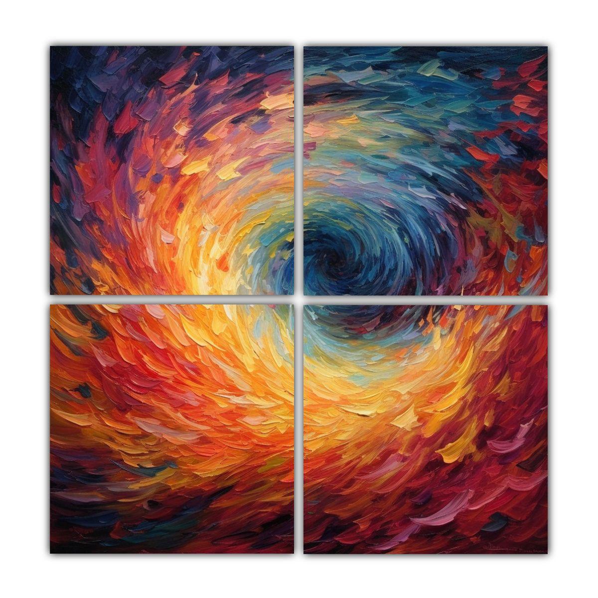 Cuatro Cuadros De Pared Con Líneas Finas: 40x40 Cm-0
