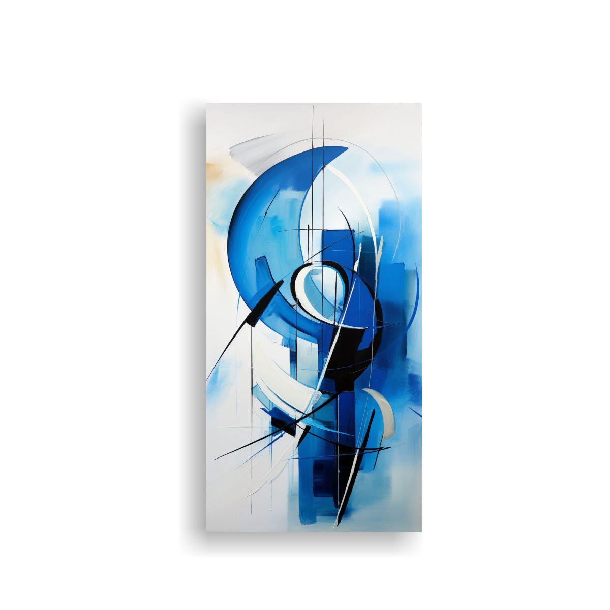 Cuadro Abstracto Azul Intenso Sobre Lienzo Patron 20x40cm-0