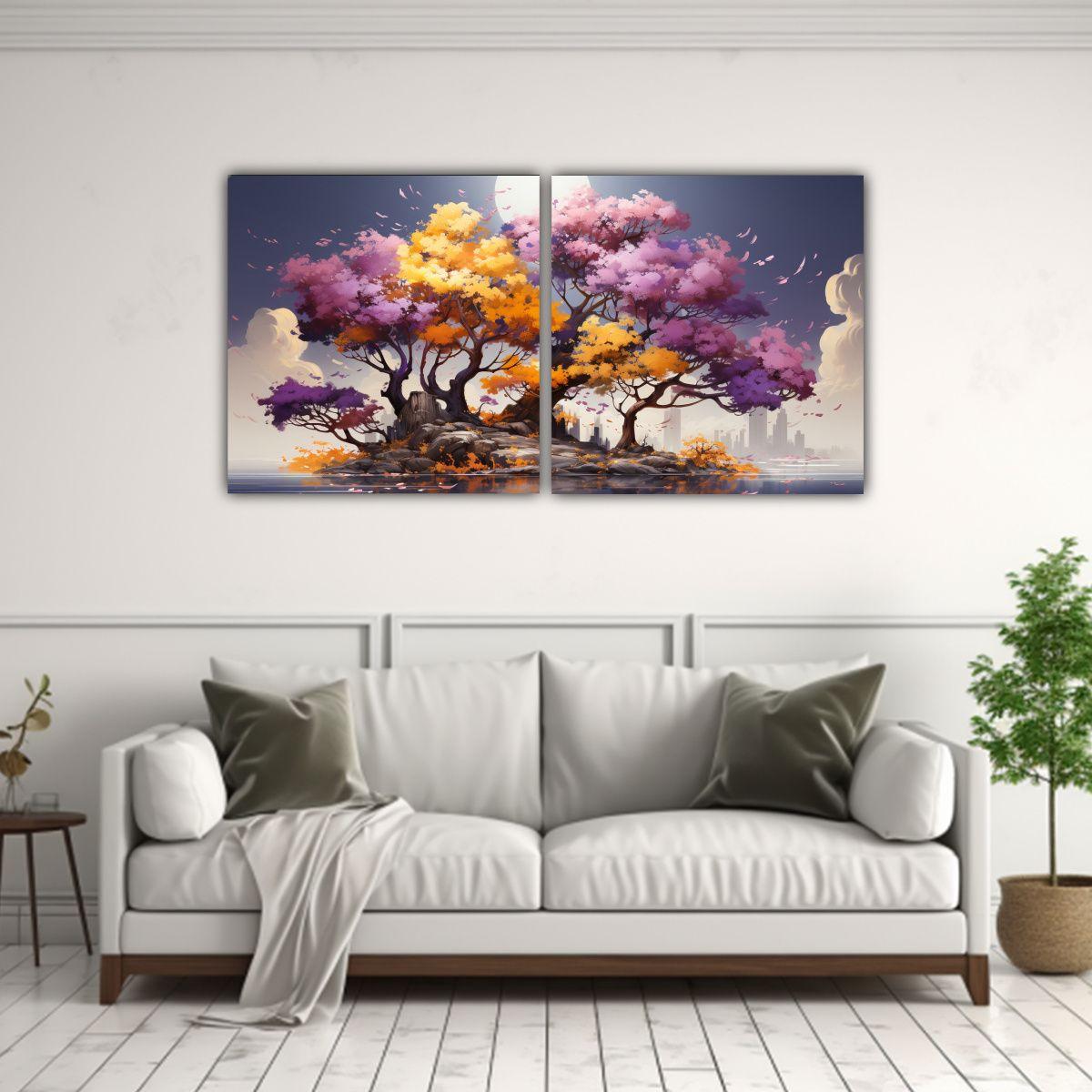 Pinturas De Decoración Para Oficina Con Árbol 40x20 Cm-2