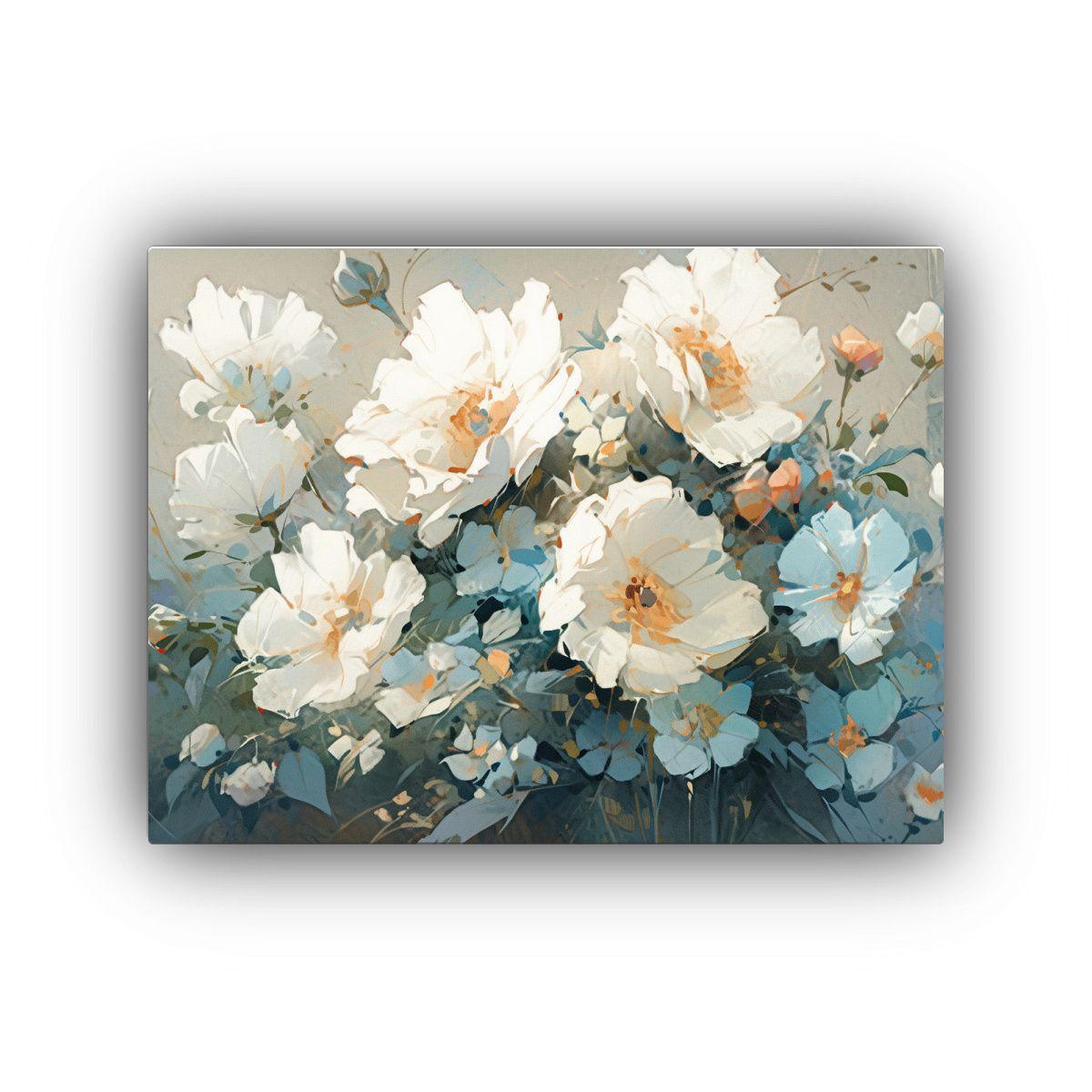 Pintura De Flores Vibrantes En Lienzo Estilo Intenso Con Col 45x30cm-0