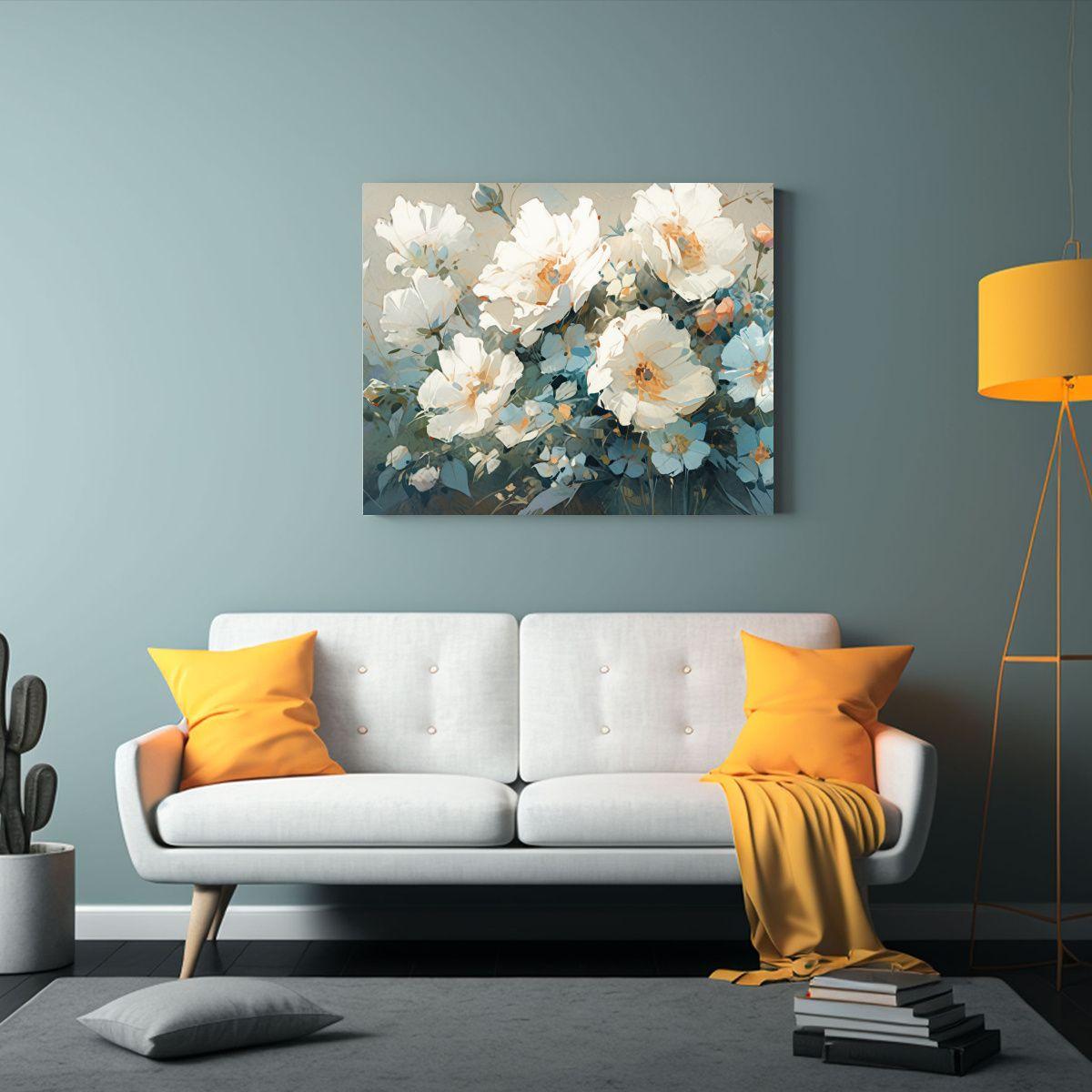 Pintura De Flores Vibrantes En Lienzo Estilo Intenso Con Col 45x30cm-2