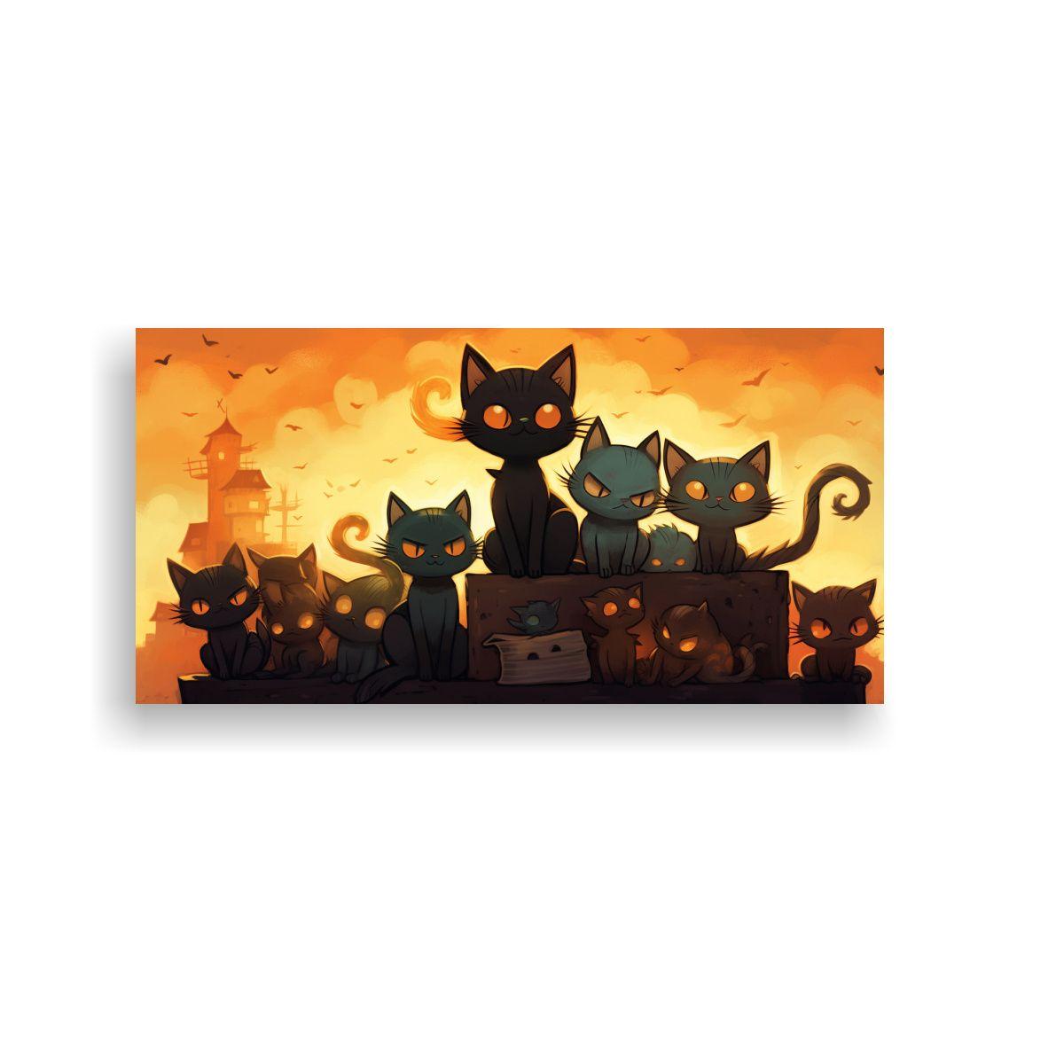 Pinturas De Decoración Con Gatos Negros Intensos 160x80cm-0