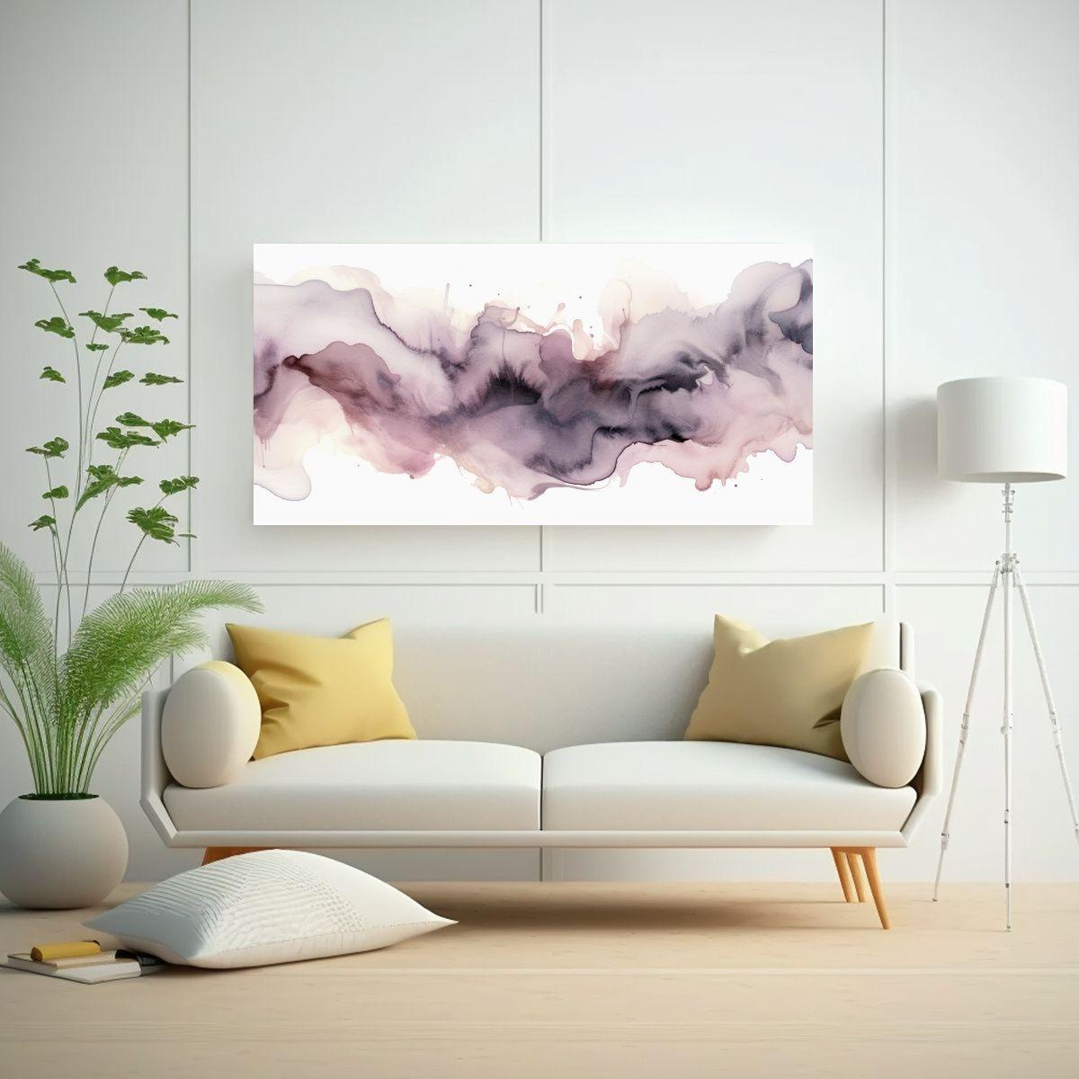 Pintura Abstracta En Gris Y Malva Con Textura 60x30cm-2