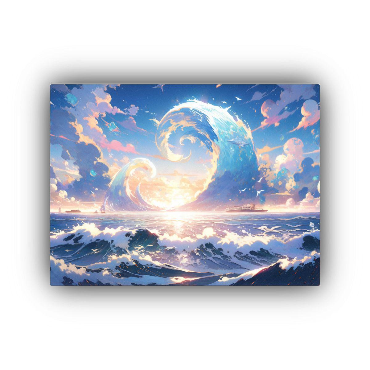 Pintura Vintage Estilo Puntillismo Luminoso De Metal Líquid 75x50cm-0
