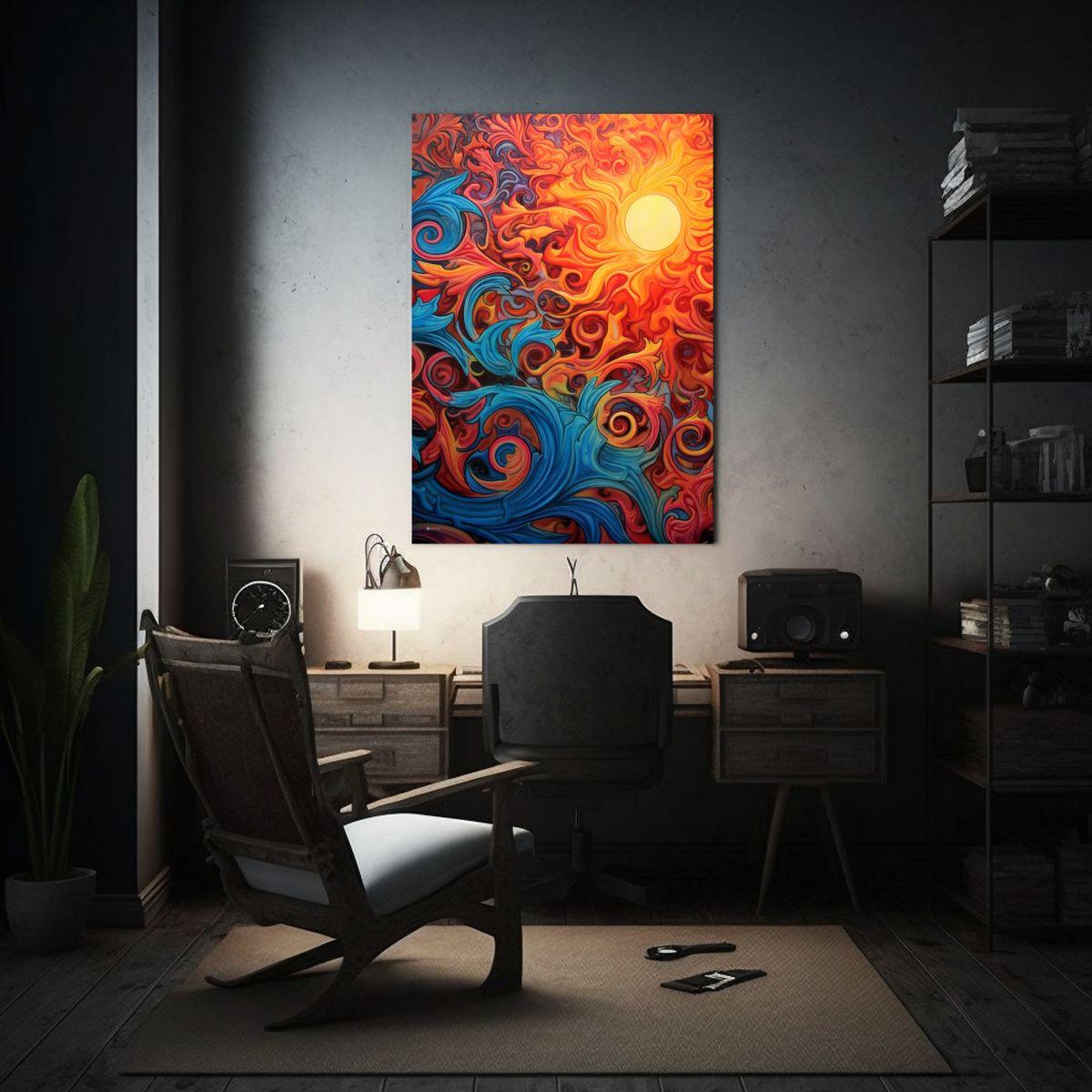 Pintura Mural Moderna De Colores Vivos Del Sol 20x30 Cm-2