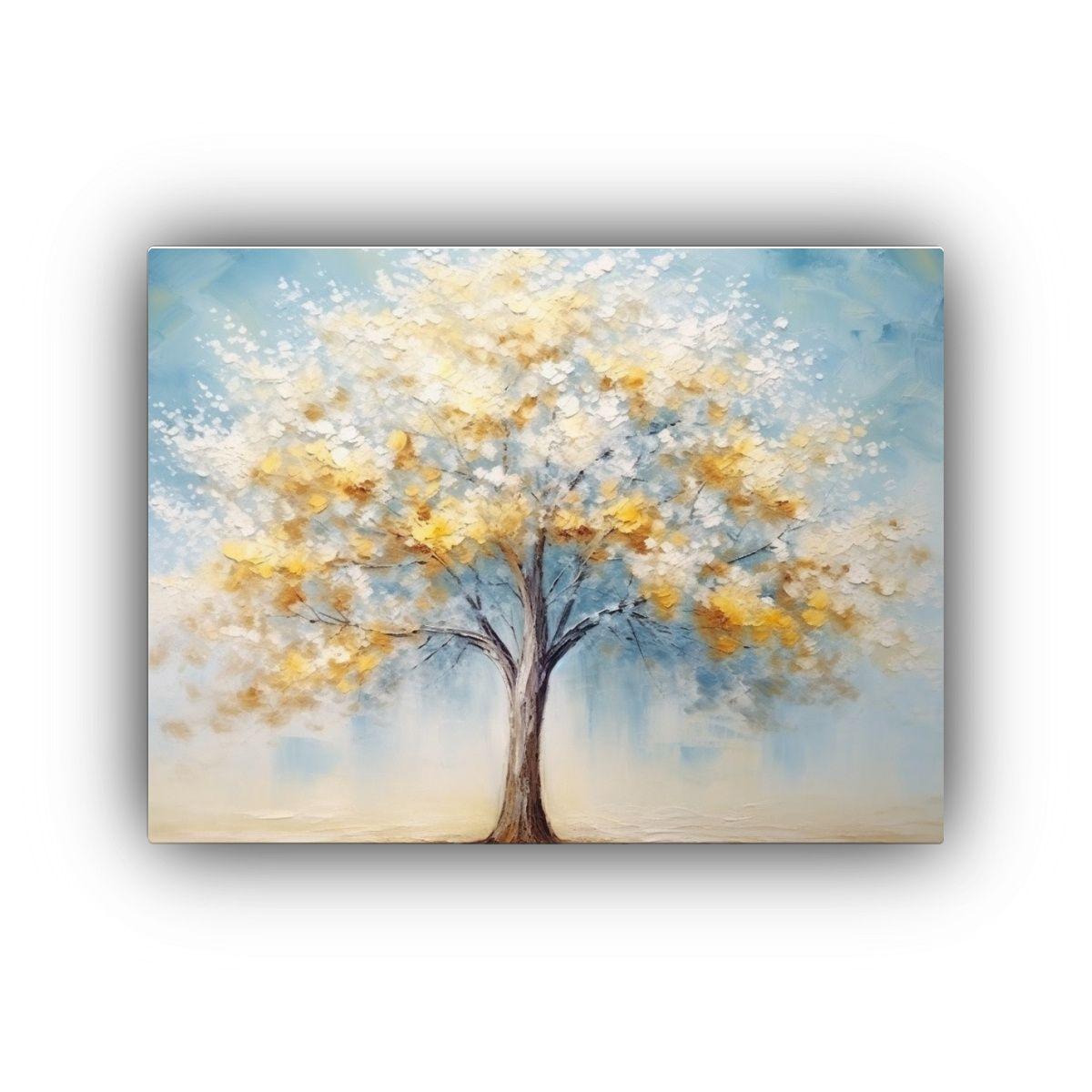 Cuadro En Bastidor árbol Azul Con Hojas 60x40cm-0