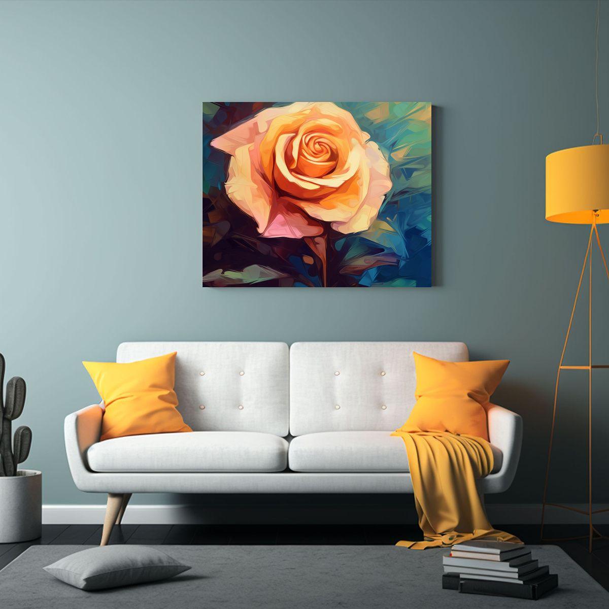 Cuadro Decorativo Lienzo Movimiento Estilo Van Gogh Rosa 75x50cm-2