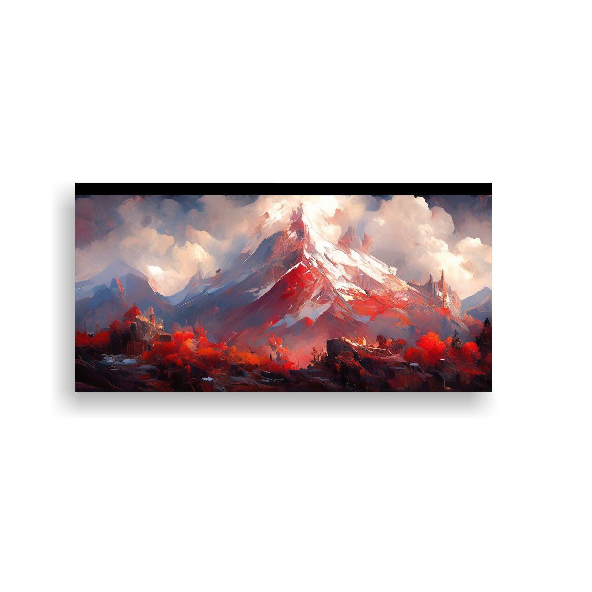 Pintura De Montañas Famosas En Tonos Rojos 140x70cm-0
