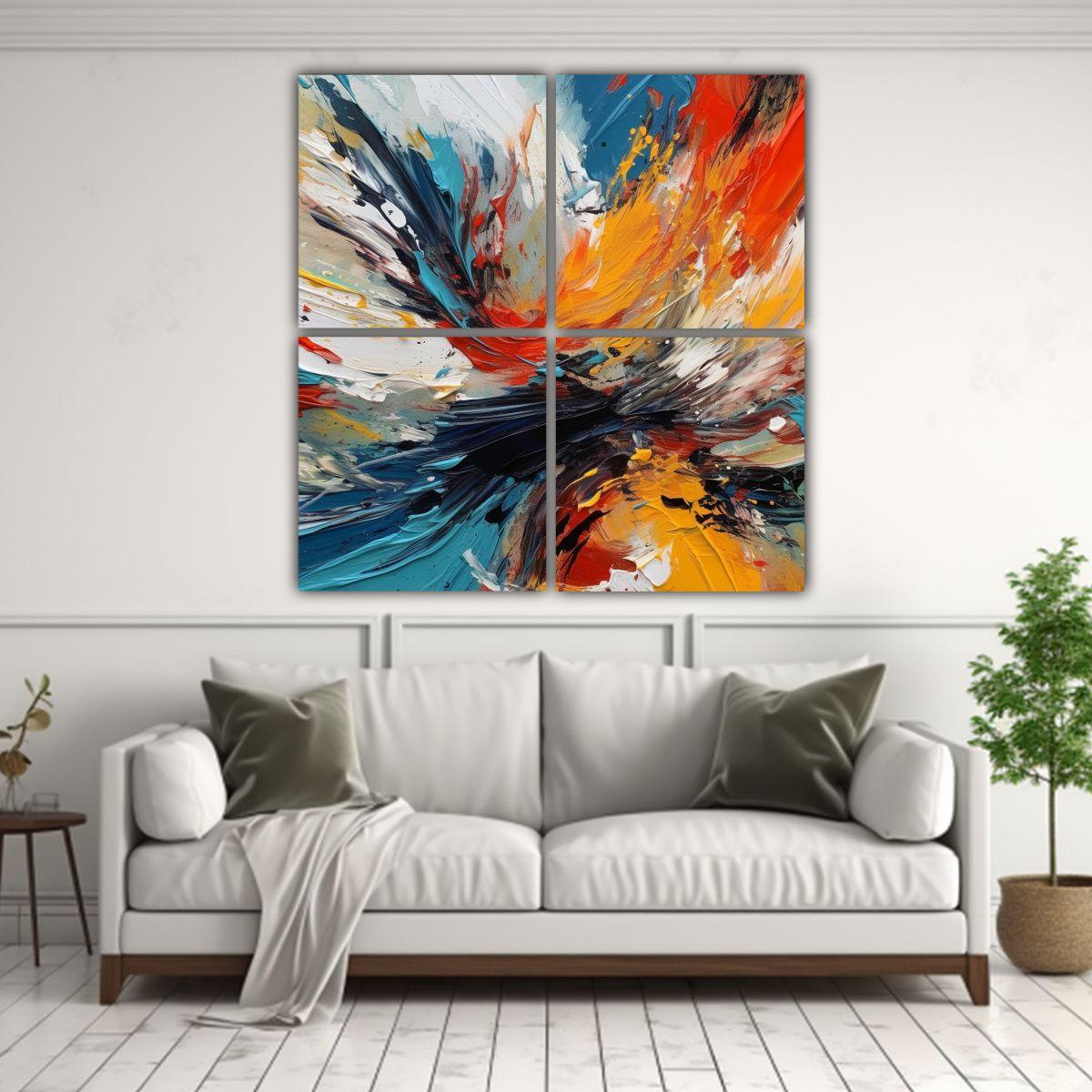 Composiciones Acuarela Calidez Arte Abstracto 40x40 Cm-2