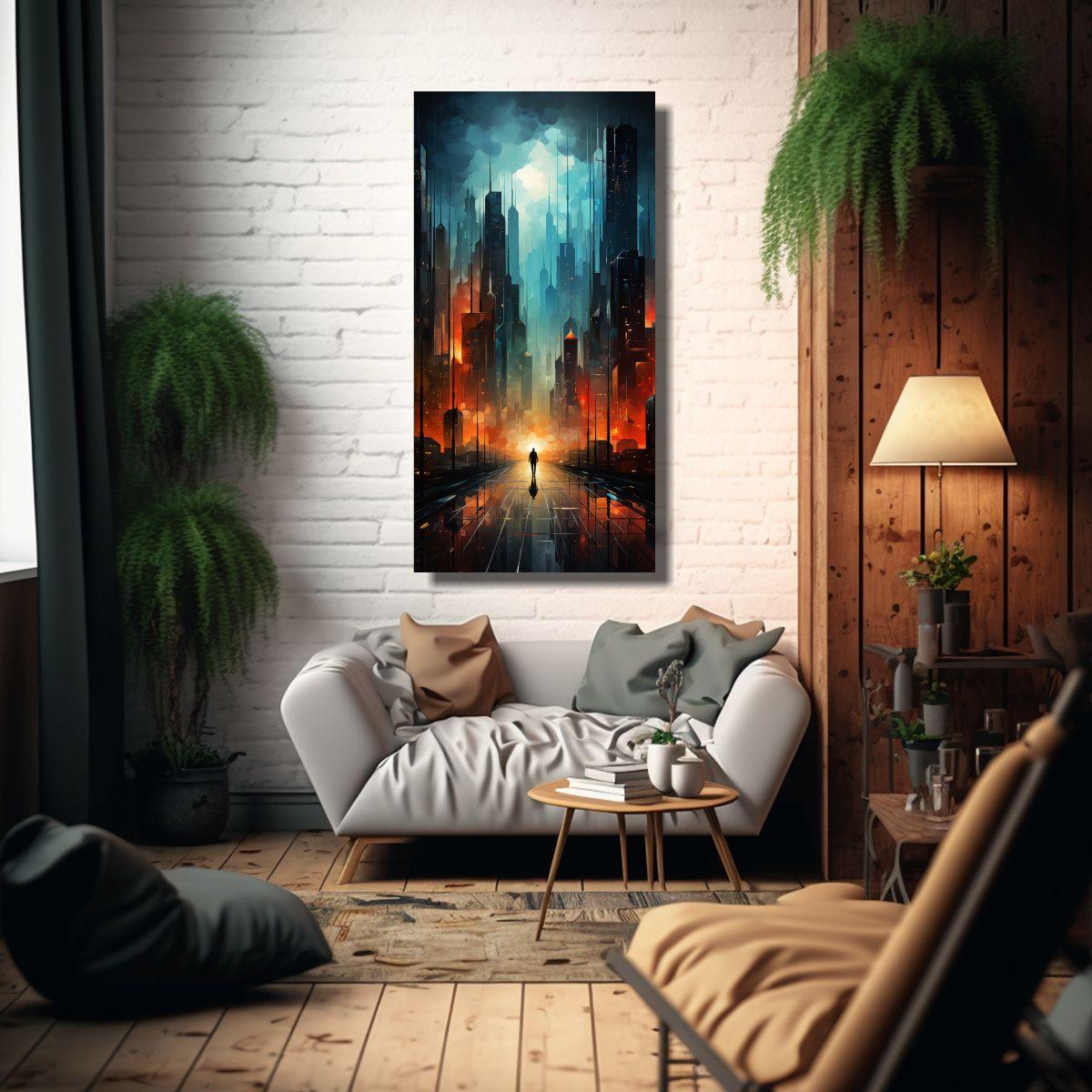 Pintura Decorativa De Ciudad Abstracta Y Adorable 60x120cm-2