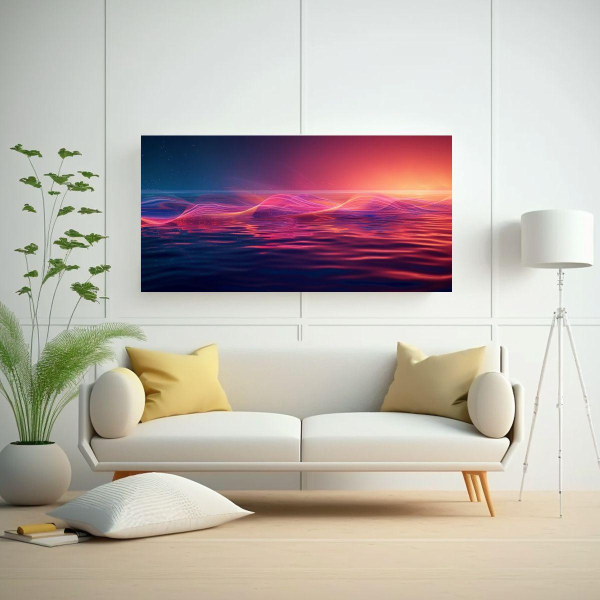 Pintura Abstracta: Onda De Luz Sobre Agua Estilo 120x60cm-2