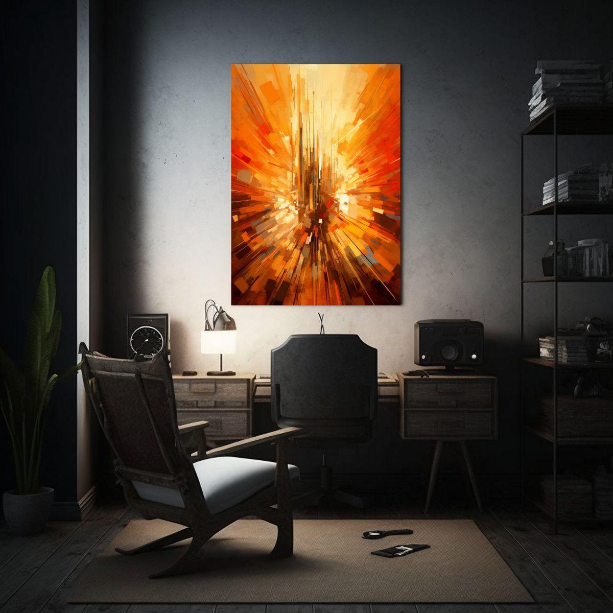 Pintura Paisajista Moderna Con Líneas Angulares 20x30cm-2