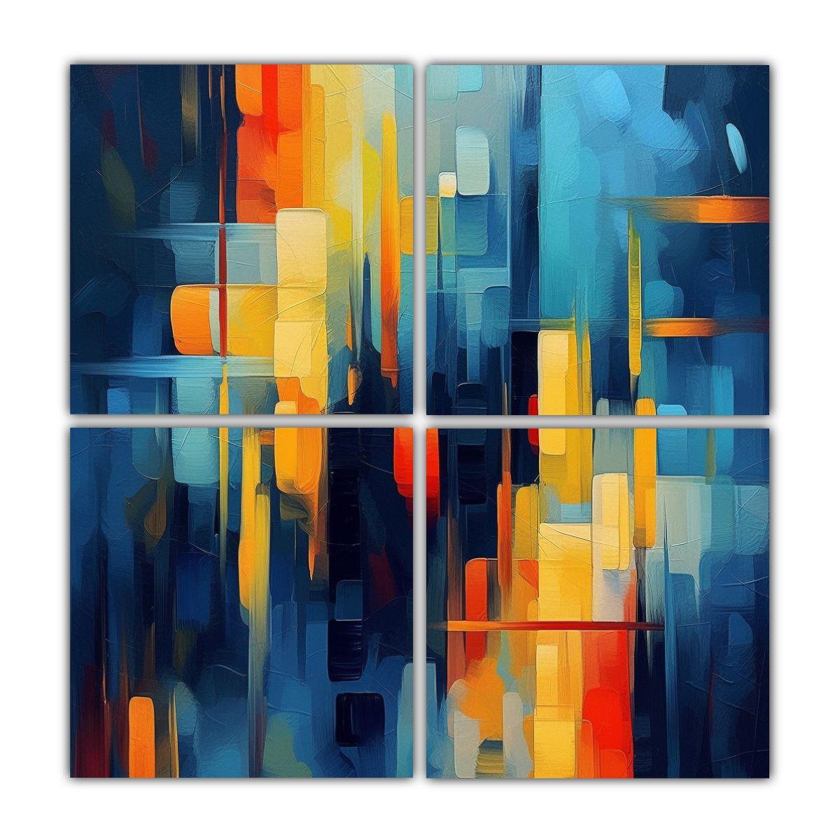 Pintura Abstracta Colores Vibrantes Decoración 80x80 Cm-0