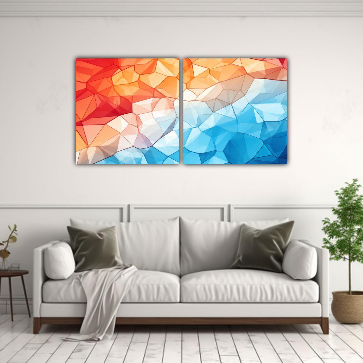 Set 2 Lienzos Abstractos Con Paleta De Colores 80x40 Cm-2