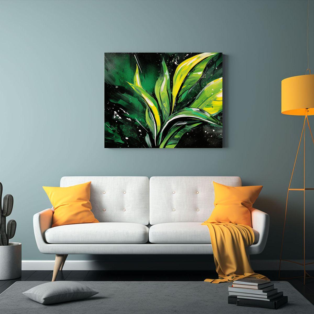 Cuadros Decorativos Modernos De Hojas De Heliconia En Verde  65x50cm-2