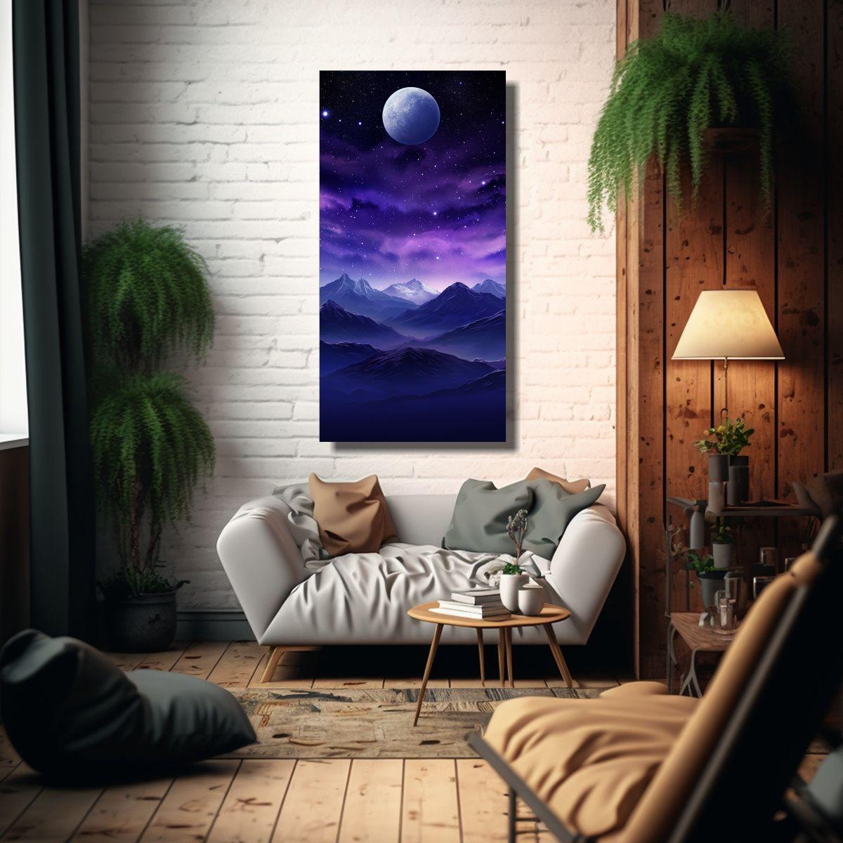Cuadro De Paisaje De Montaña Con Estilo Elegante 40x80cm-2