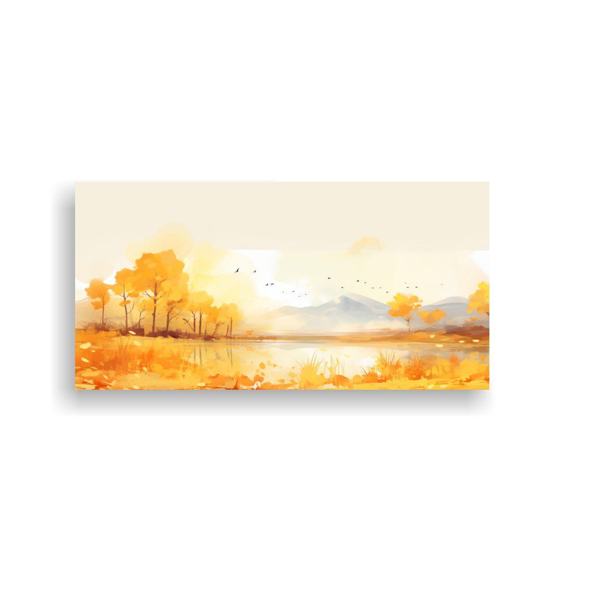 Paisaje Otoñal Con Colores Dorados En Arte Pop 120x60cm-0