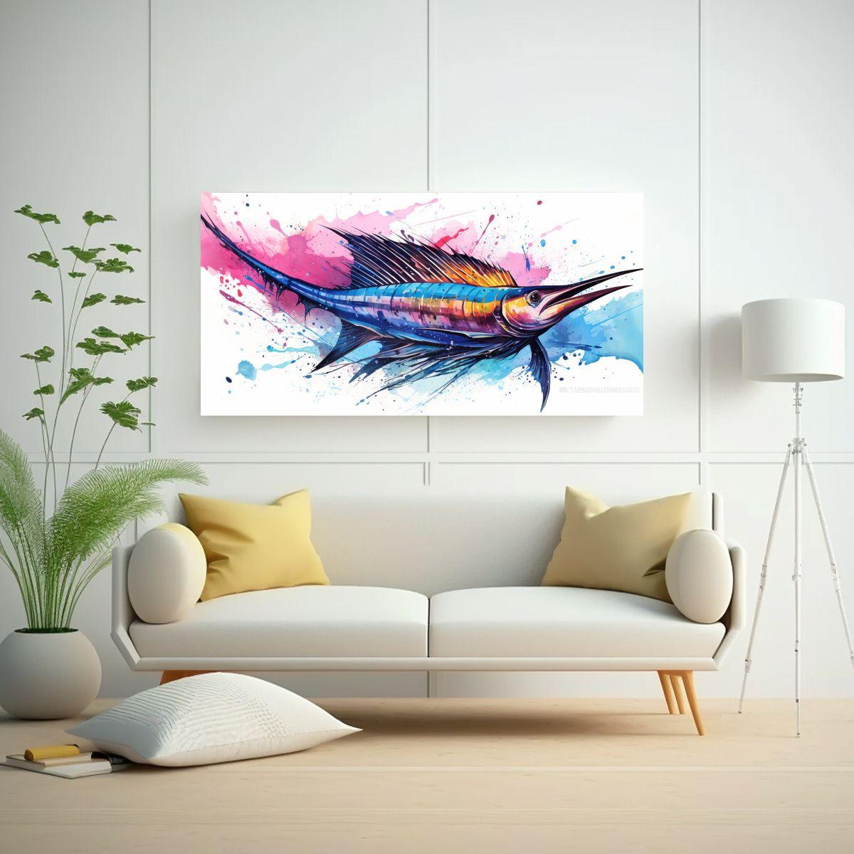 Cuadro Acuarela único Estilo Pintura Colorida De  80x40cm-2