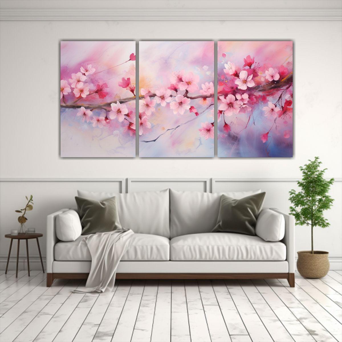 Pinturas Abstractas Sakura Con Colores Vibrantes 180x90 Cm-2