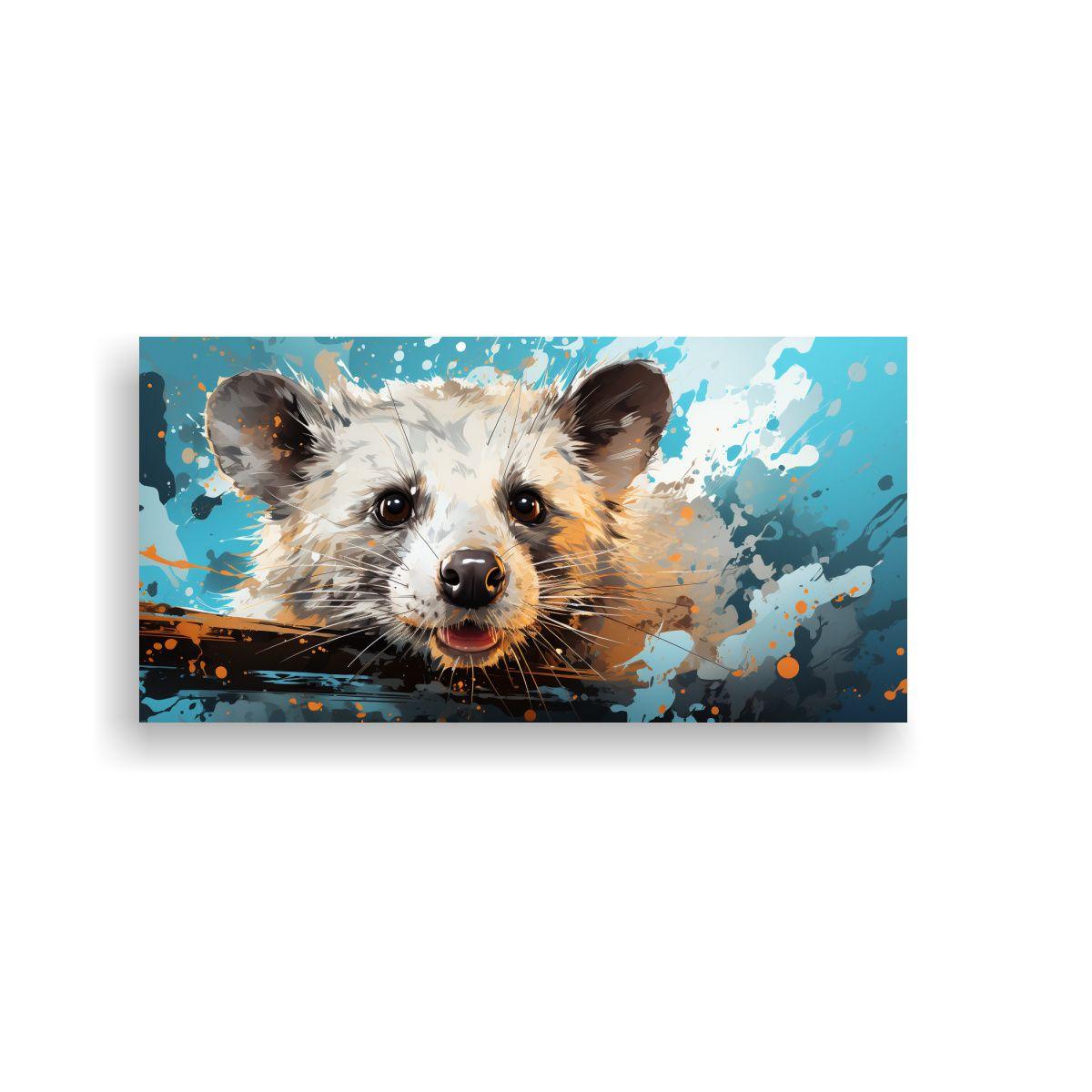 Cuadro Horizontal Económico Opossum En Azul Tinta 60x30cm-0