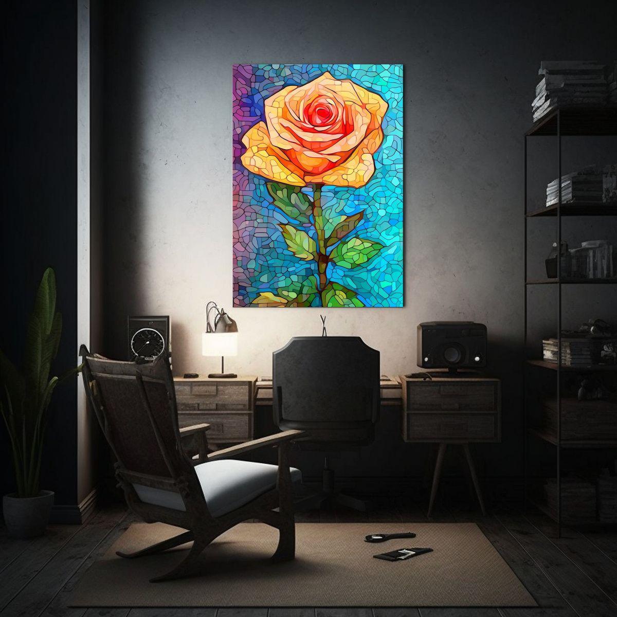 Cuadro De Decoración Resistente Mosaico Rosa Con 50x75cm-2