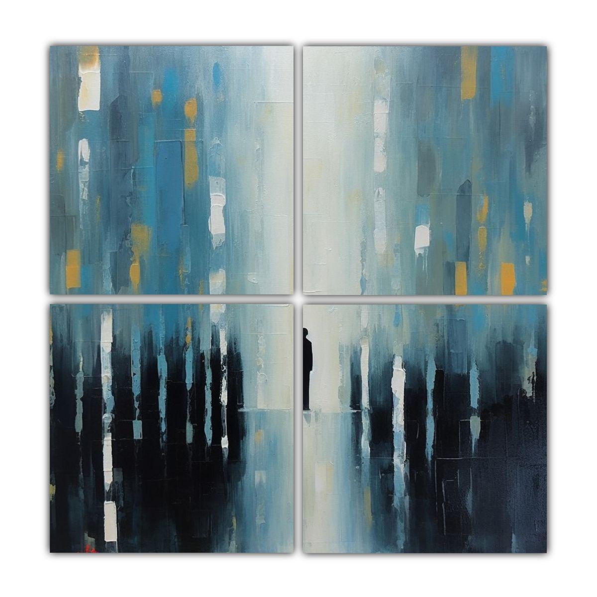 Cuadriptico Modernos Equilibrio Arte Abstracto 80x80 Cm-0
