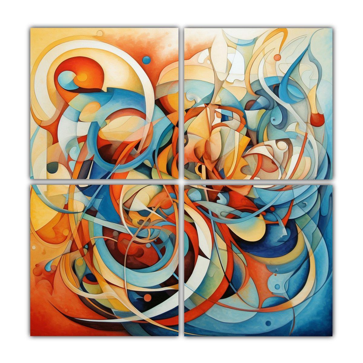 Cuadros Abstractos De Relaciones En Dormitorio De 160x160 Cm-0