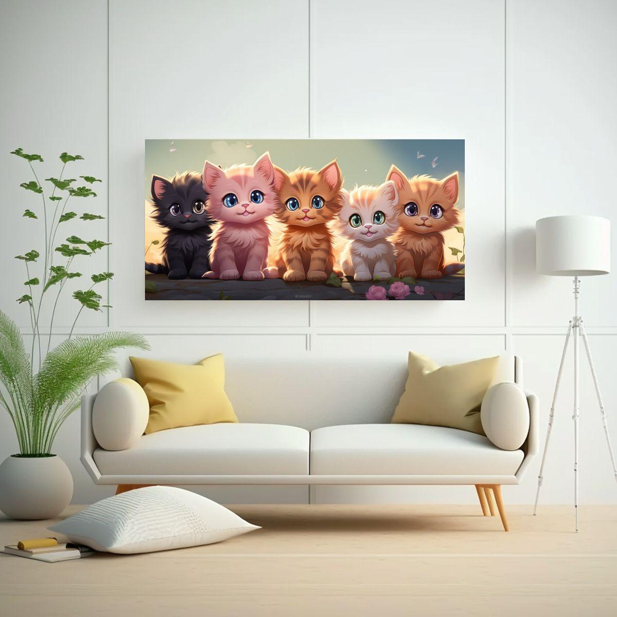Pinturas Decorativas De Gatitos Lindos Estilo 120x60cm-2