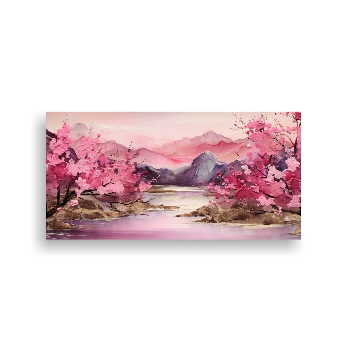 Lienzo Decorativo: Figuras En Tinta Alcohol Rosa, 140x70cm-0